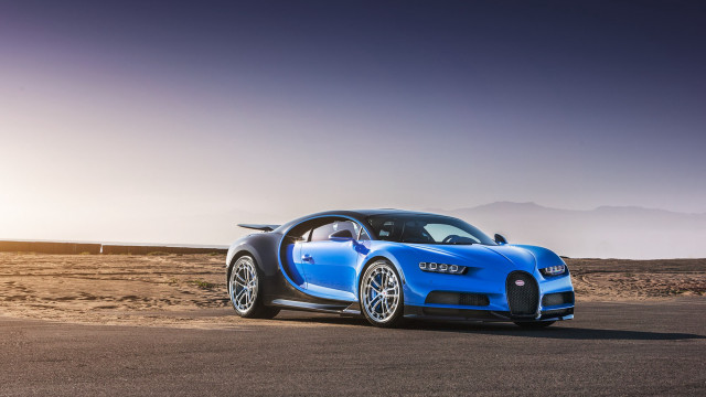 Blue bugatti desert mountain sunset free wallpaper - medium preview image