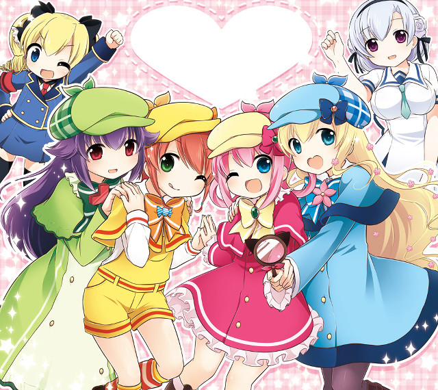 Anime girls heart background pink free wallpaper - medium preview image