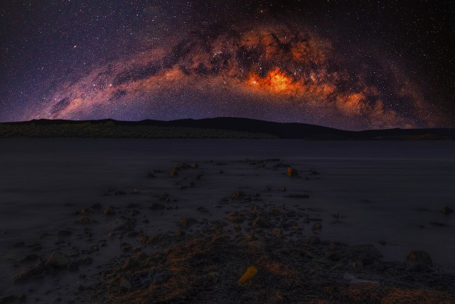 Night sky mountains aurora festival free wallpaper - medium preview image