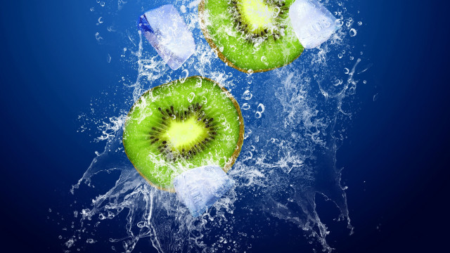 Kiwi water splash ice bubbles free wallpaper - medium preview image