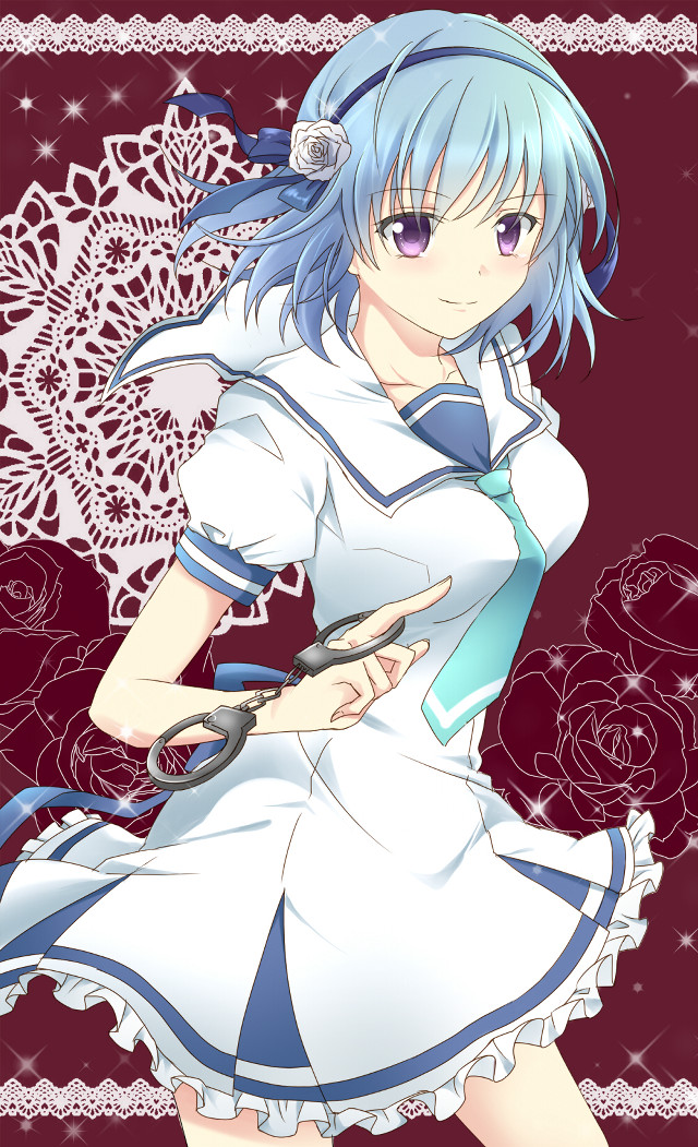 Girl dress scissors lace bluehair free wallpaper - medium preview image
