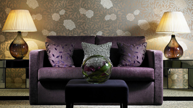 Purple couch vase lamps table free wallpaper - medium preview image