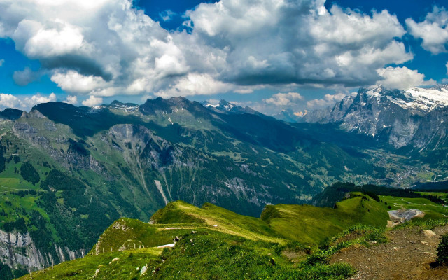Mountain path clouds nature landscape free wallpaper - medium preview image