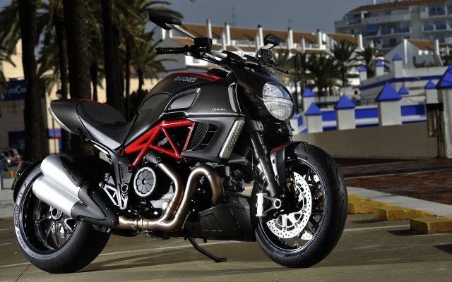 Motorcycle parking lot palm trees free wallpaper - medium preview image