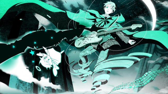 Man guitar sky clouds stars free wallpaper - medium preview image