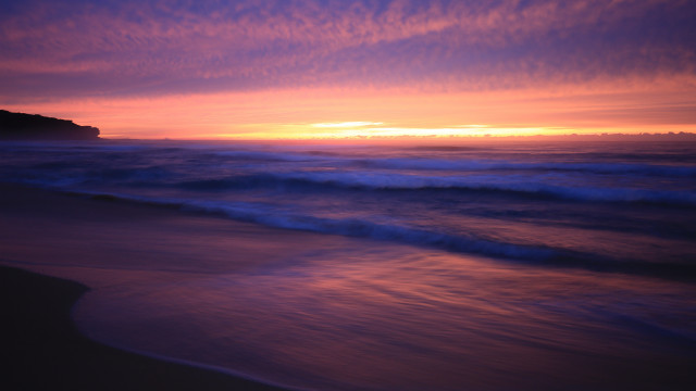 Sunset ocean waves rocks cityscape #6 free wallpaper - medium preview image