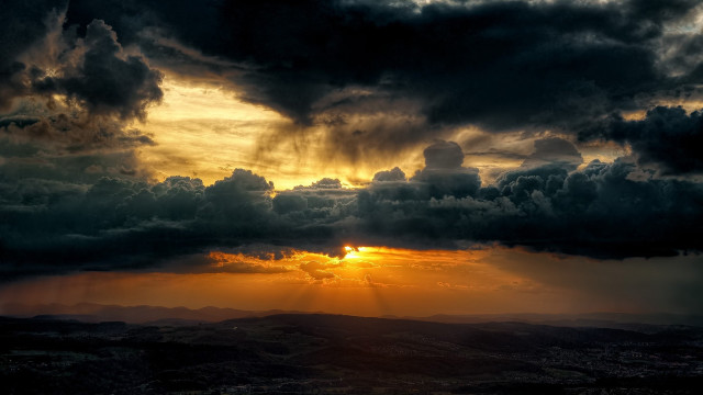 Sunset dark clouds ray bridge free wallpaper - medium preview image