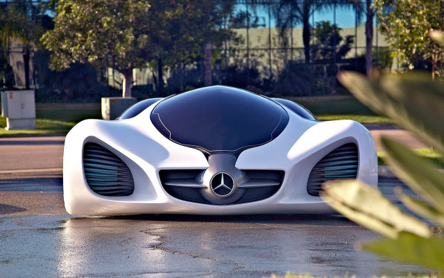 Futuristic car rainy street plant free wallpaper - medium preview image
