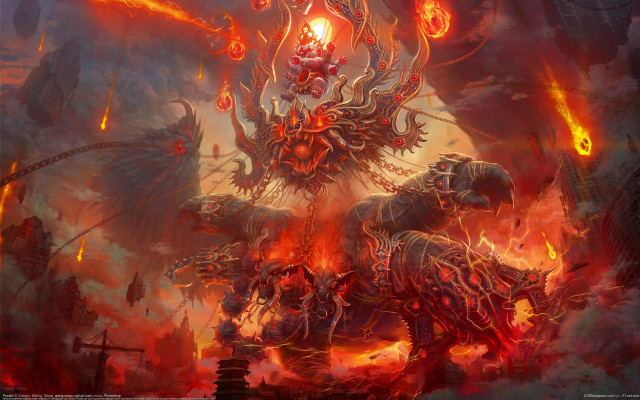 Demonic demon attack horse fire free wallpaper - medium preview image