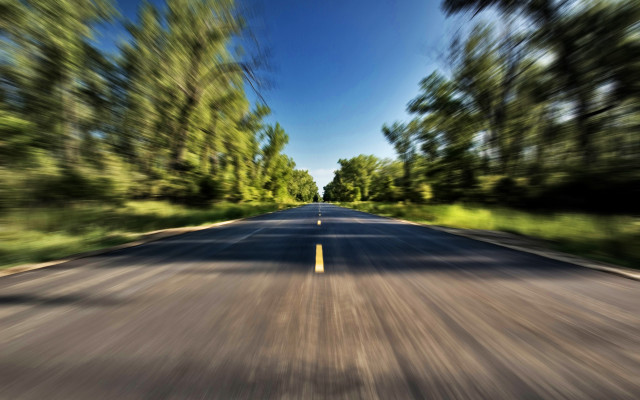 Blurry road trees sky movement free wallpaper - medium preview image