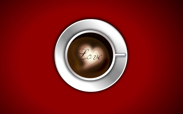 Coffee love cup red background free wallpaper - medium preview image