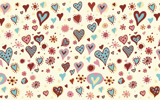 Hearts flowers white background blue free wallpaper - medium preview image