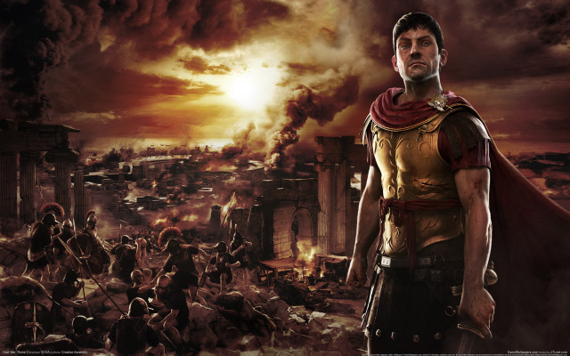 Roman man cityscape smoke dusk free wallpaper - medium preview image