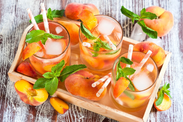 Peaches mint drinks tray summer free wallpaper - medium preview image