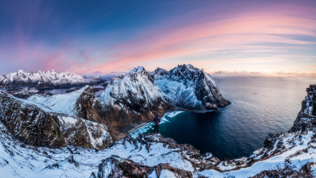 Mountain range lake sunset nature free wallpaper - medium preview image