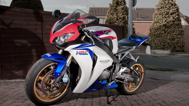 Motorcycle fence brick road clock free wallpaper - medium preview image