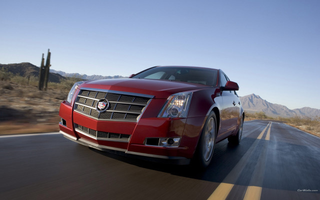 Red cadillac desert mountains cactus free wallpaper - medium preview image