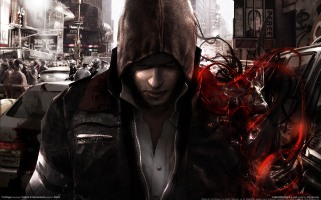 Man hooded jacket city fireball free wallpaper - medium preview image