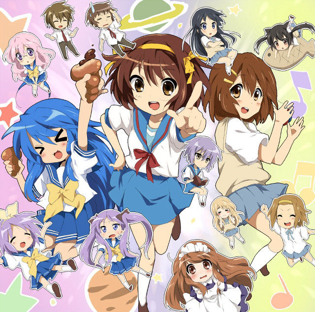Anime girls poses expressions group free wallpaper - medium preview image