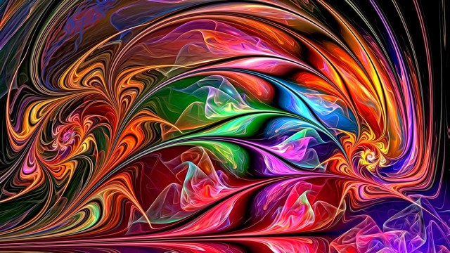 Colorful abstract swirly black glow free wallpaper - medium preview image