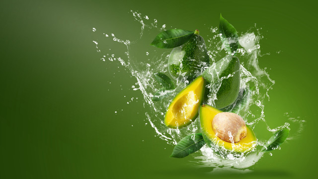 Green fruit water splash 3d free wallpaper - medium preview image