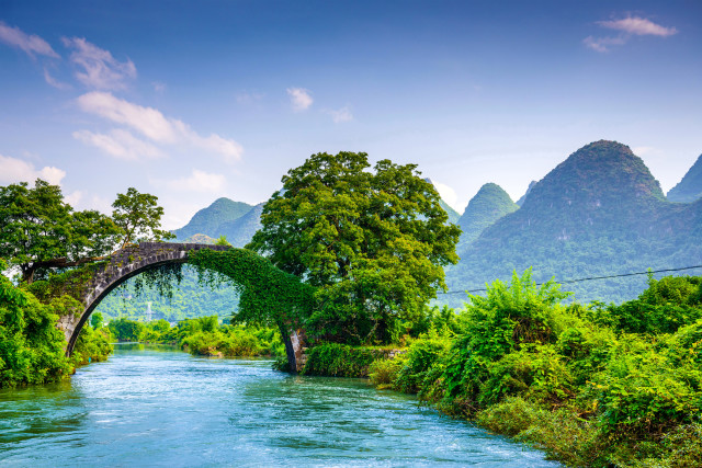 Bridge river mountains scenery nature free wallpaper - medium preview image