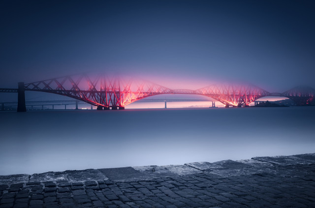 Bridge water red light reflection free wallpaper - medium preview image