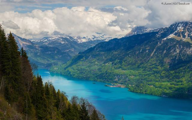 Lake mountains trees cloudy sky #31 free wallpaper - medium preview image