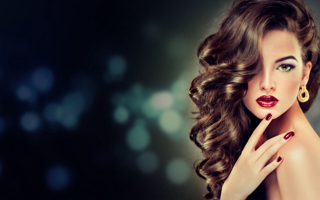 Woman long hair red lipstick #10 free wallpaper - medium preview image
