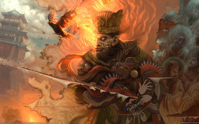 Fire sky ember flaming sword free wallpaper - medium preview image
