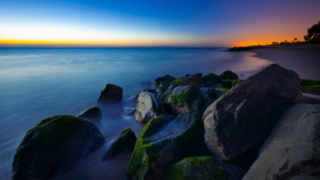 Mystical beach rocks water sunset #2 free wallpaper - medium preview image