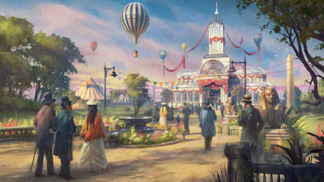 Park balloons carousel magic realism free wallpaper - medium preview image
