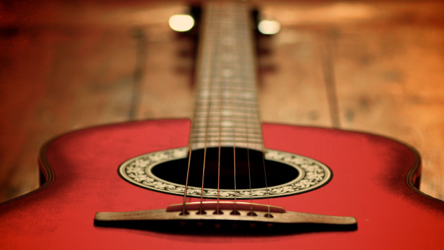 Red guitar black fret red free wallpaper - medium preview image