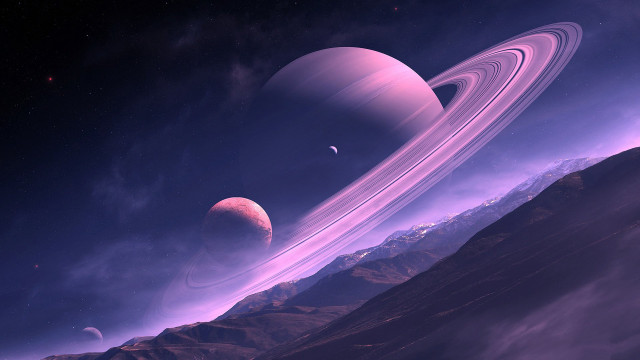 Saturn moon mountains distant planet #2 free wallpaper - medium preview image