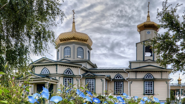 Tower clock building blue flower free wallpaper - medium preview image