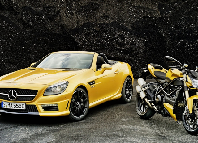 Yellow sports car motorcycle black free wallpaper - medium preview image