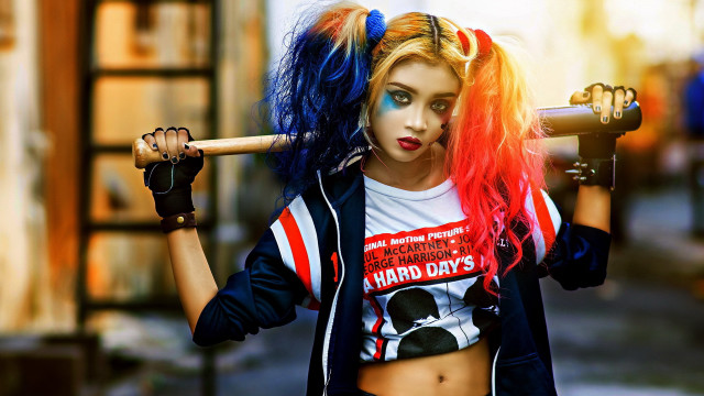 Woman baseball bat cosplay blonde free wallpaper - medium preview image