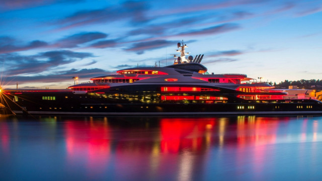 Large boat docked night colorful free wallpaper - medium preview image