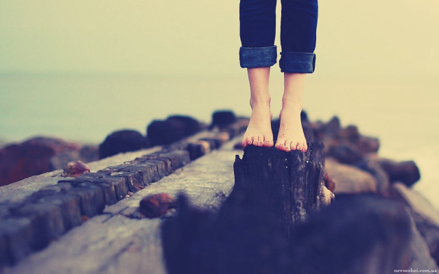 Beach wooden plank ocean barefoot free wallpaper - medium preview image