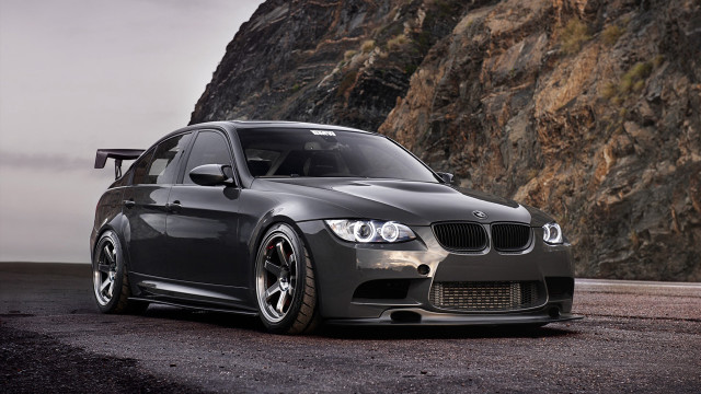 Grey car mountain rock fog free wallpaper - medium preview image