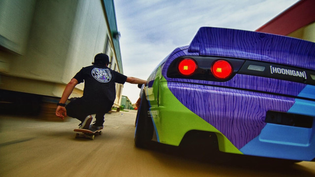 Man skateboard colorful car street free wallpaper - medium preview image