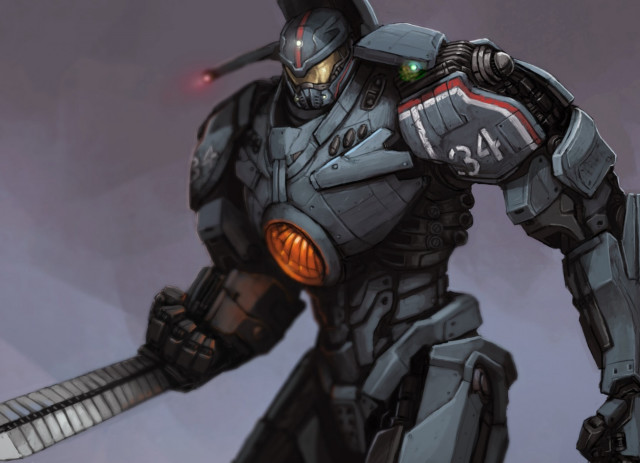 Robot sword helmet glowing mecha free wallpaper - medium preview image