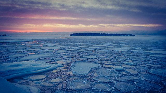 Ice water mountain sunset cityscape #2 free wallpaper - medium preview image