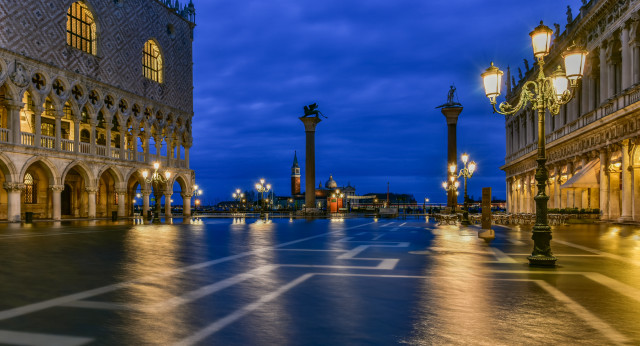 City clocktower night lights blue free wallpaper - medium preview image