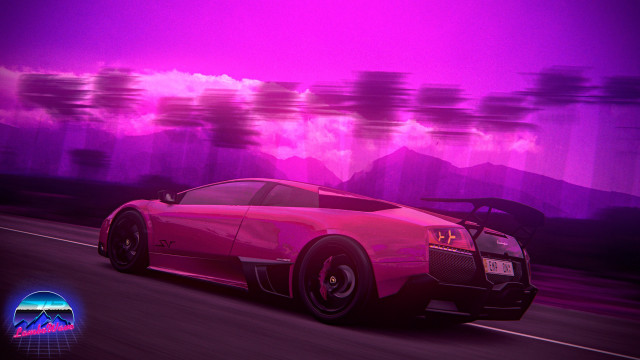Pink sports car purple sky free wallpaper - medium preview image