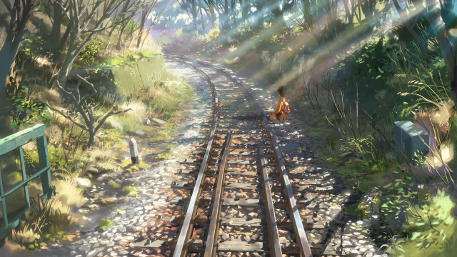 Person dog train track walking free wallpaper - medium preview image