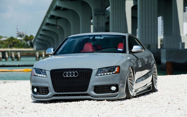 Silver car beach bridge water free wallpaper - medium preview image