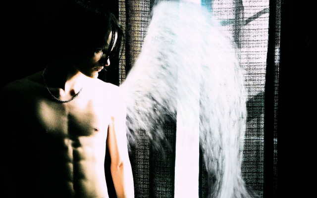 Man window wings neoexpressionism marble free wallpaper - medium preview image