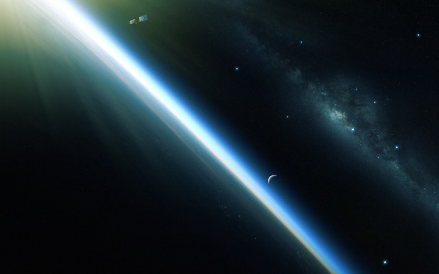 Earth space moon stars galaxy free wallpaper - medium preview image