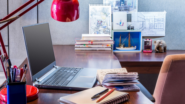 Laptop wooden desk lamp books free wallpaper - medium preview image